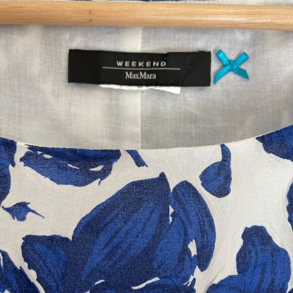 Max Mara Weekend Blue & White Floral Sleeveless Fit & Flare Dress - Picture 2 of 3